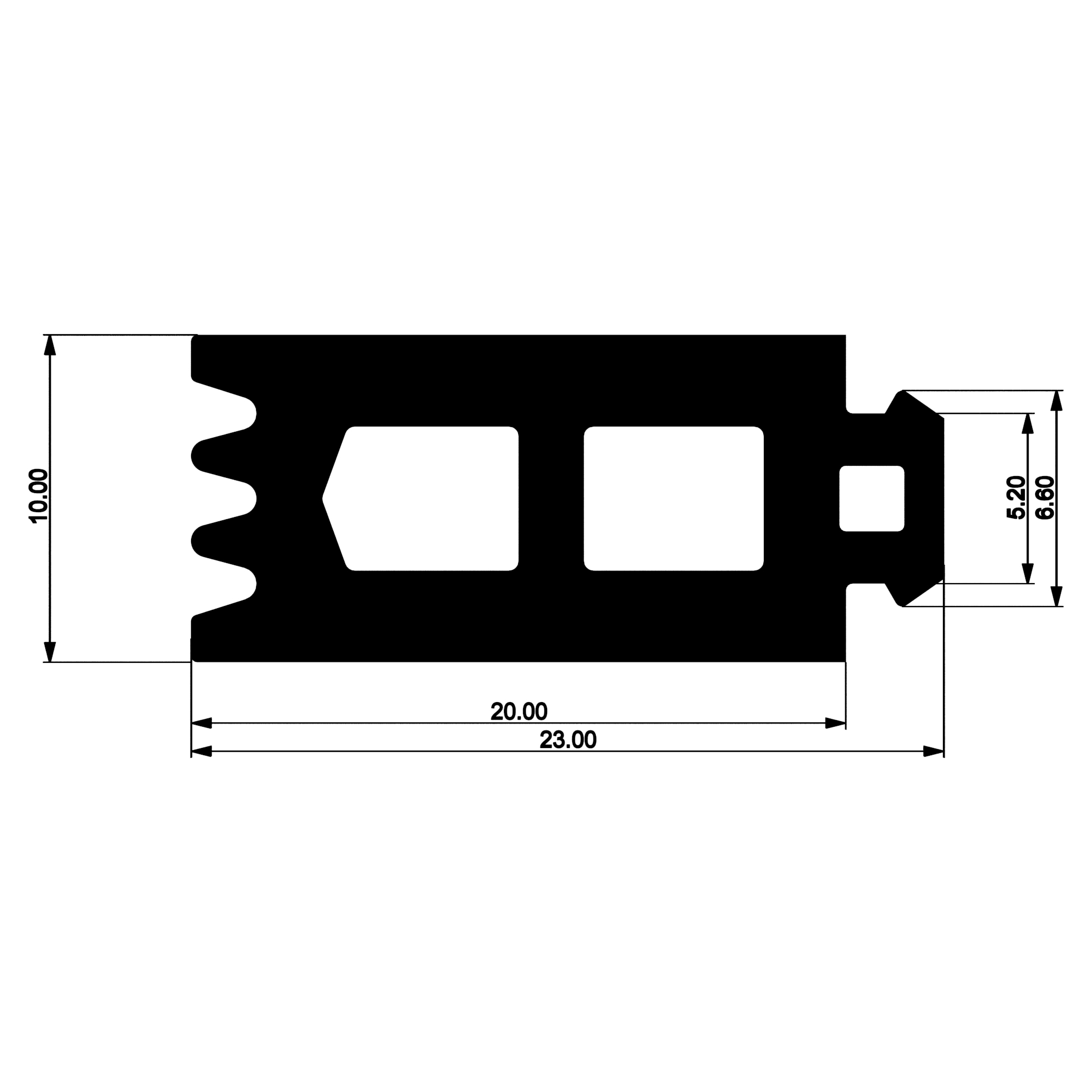 Уплотнитель многоусый E02 012 03 | под стекло из EPDM (термомост 20 мм)