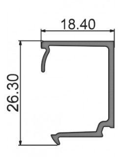 Алюминиевый профиль A05 029 | штапик 18 мм серии S57 с ПВХ-пазом