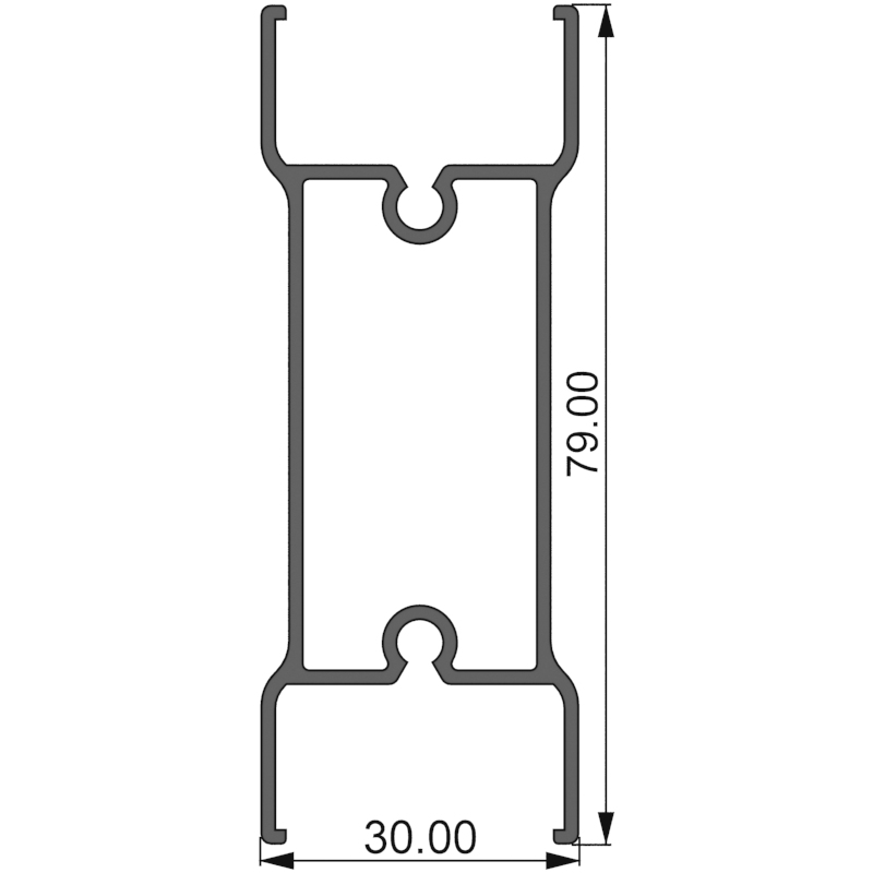 Алюминиевый профиль 380007 |  средний импост двери перегородки