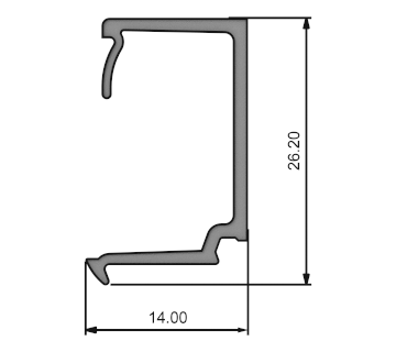 Алюминиевый профиль A05 028 | штапик 14 мм серии S57 с ПВХ-пазом