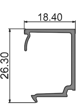 Алюминиевый профиль A05 029 | штапик 18 мм серии S57 с ПВХ-пазом