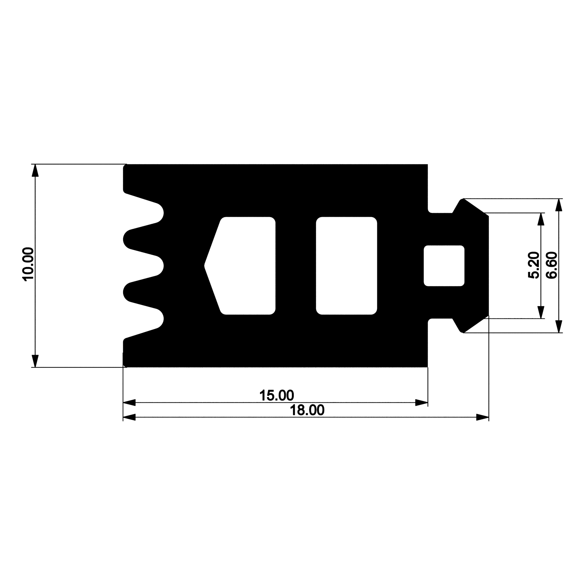 Уплотнитель многоусый E02 013 03 | под стекло из EPDM (термомост 15 мм)