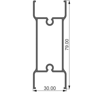 Алюминиевый профиль 380007 |  средний импост двери перегородки
